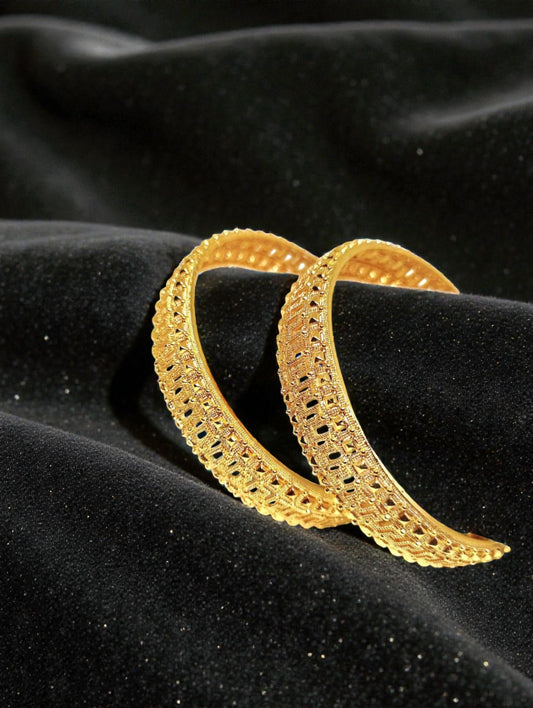 Golden Kara Bangle Set (2 Pcs) – Elegant Wedding & Party Wear